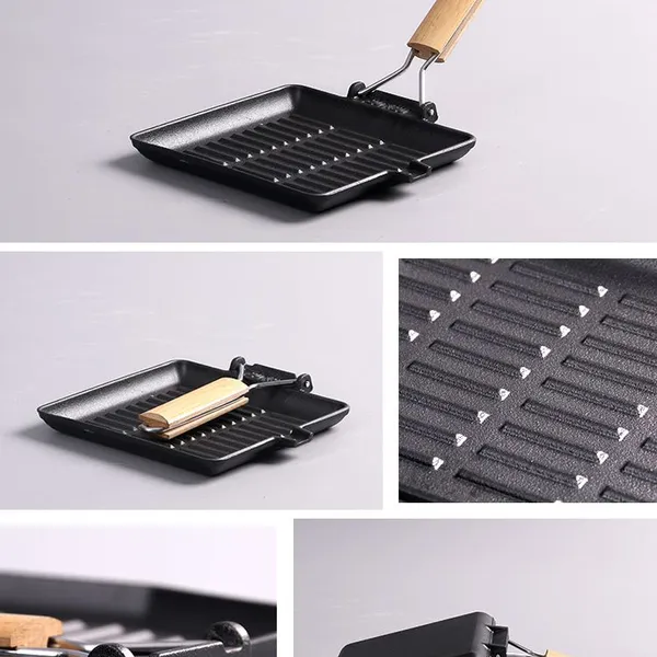 High Quality OEM Service Cast Iron Grill Pan/griddle Pan/bbq Grill Preseasoned Cast Iron Steak Pan Frying Pan With Long Handle photo-5