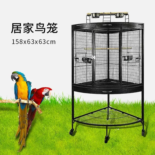 CORNER CAGE Play Top Style Bird Cage Parrot Cage Large Macaw Cage 63x63x145cm photo-3