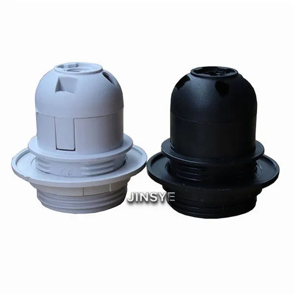 SAA VDE CE E27 White/Black Plastic Lamp Holder Lamp Socket Light Socket with Half Threaded Ring For Table Lamp