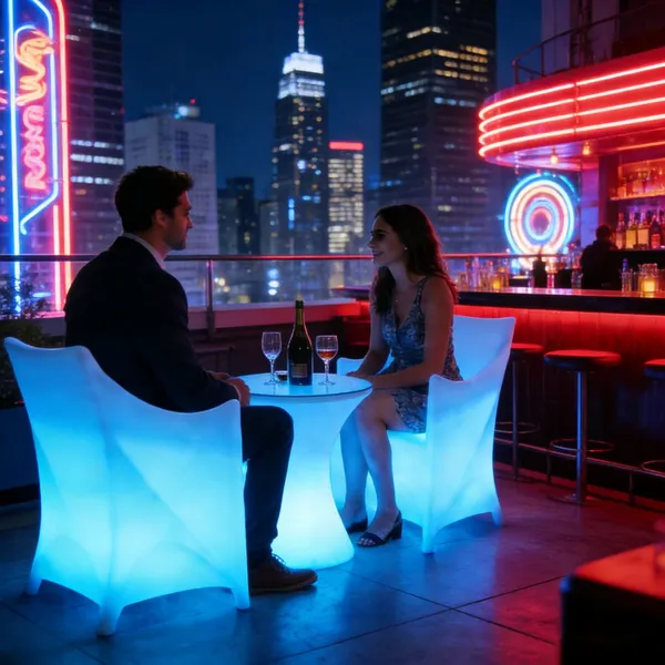 Outdoor Party LED Luminous Furniture IP65 Waterproof 16 Color Adjustable Glow Table Sofa For Hotel Bar Patio photo-4