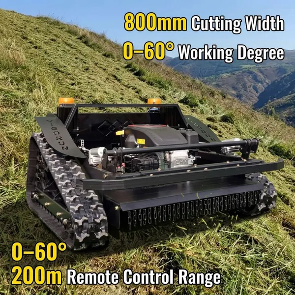 800mm Tracked Electric Start Remote Control 60 Degree Worm Gear Slope Mower