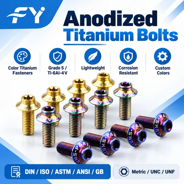 Custom Titanium Bolts Screws and Fasteners Metric UNC UNF Thread OEM Manufacturing
