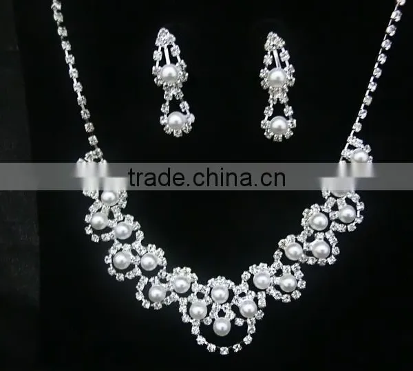 Double-Layer Imitation Pearl Beads Necklace Drop Handmade Jewelry Set photo-4