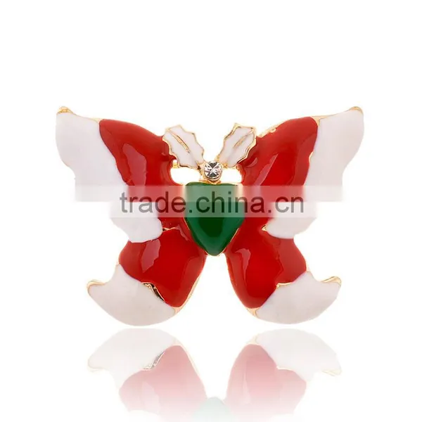 Fashion Christmas Jewelry Red And White Butterfly Brooch photo-2