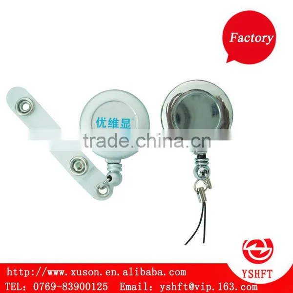 Injection process fashion round plastic badge holder yoyo with belt clip and PVC strip for students and business