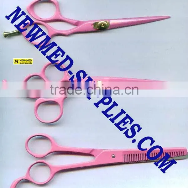 Straight Pink color Coated Hair dressing Scissor ~ hair thinning set