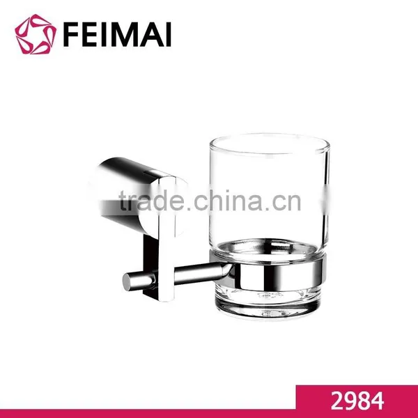 Wall Mounted Single Toothbrush Holder With Glass Cup