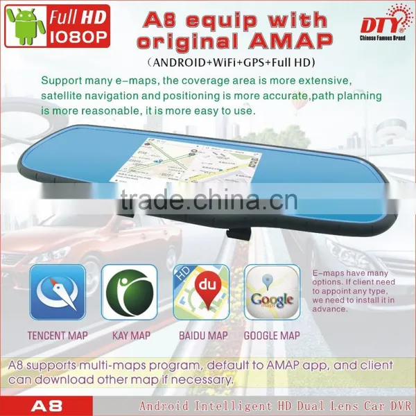 5"Android Fhd 1080p Car Camera Dvr Video Recorder, Android Rear View Mirror Car Dvr ,GPS Car Navigation Recorder Quality Choice photo-5