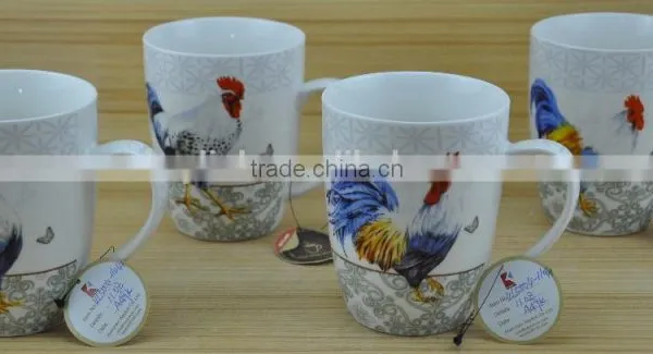 11OZ Hens Design Full Decal Print Coffee Cups, Shiny Surface Porcelain Mug, KL5004-11042 photo-2