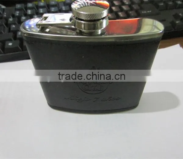 2014 Hot ! ! ! Hip Flask With Black Leather Covered