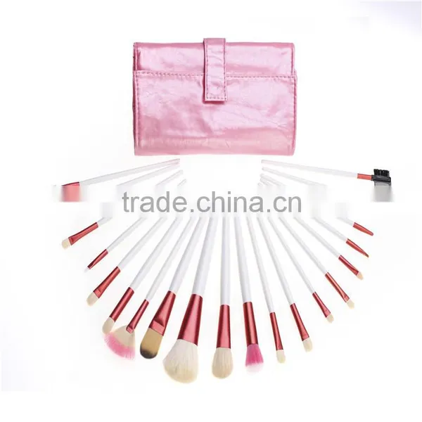 New White Handle Makeup Brushes Set 20 Pcs Professional Make Up Tool Kit With Pink Pouch photo-2