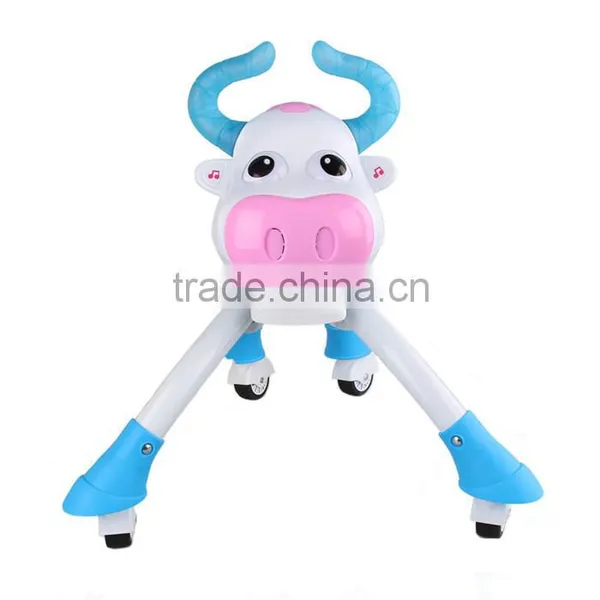 Updated Version Blue & Pink Lovely Cow Baby Walking Car With Wheels Electric Kids Ride on Car Animals Quality Choice photo-3