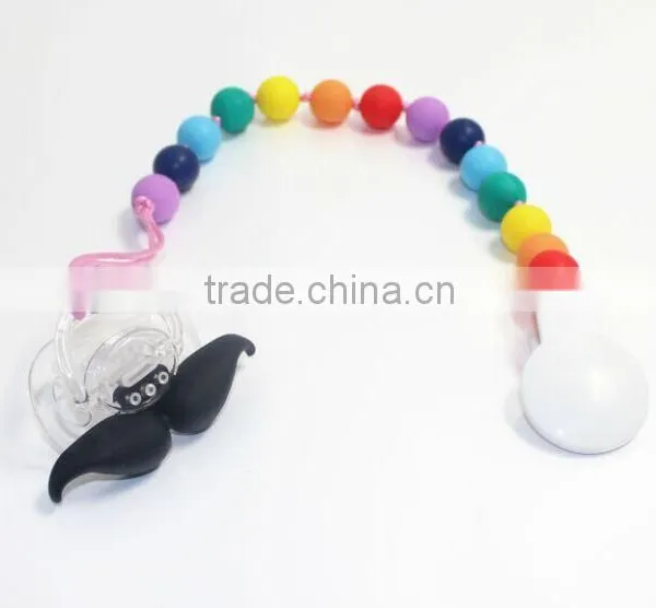 2015 Newest Design Silicone Beads Baby Pacifier Chain Clip photo-3