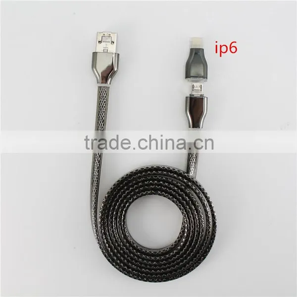 New Arrival Aluminium Alloy 2 In1 USB Data Cable for Apple Iphone 6s Usb Otg Cable / Braided Usb Charging Cable