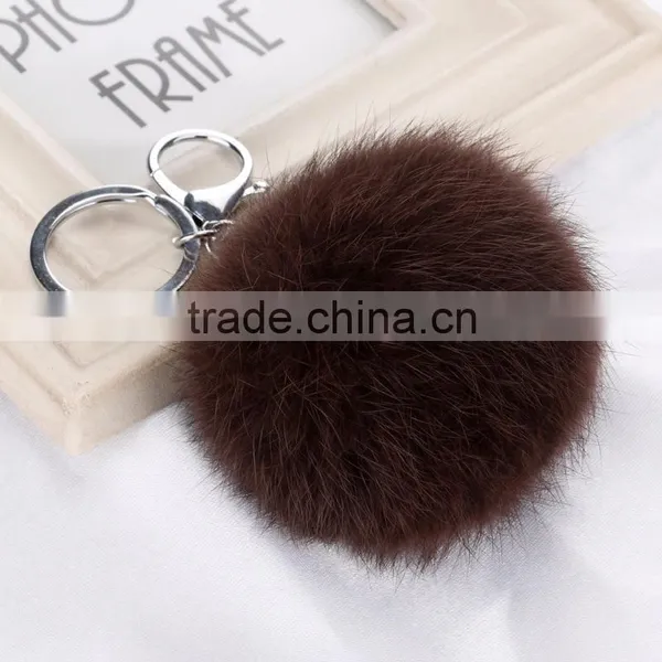 Fluffy Ball Pompom Fur Keychain Cute Keychains Rabbit Fur Ball Key Chain For Car Key Ring Bag photo-4