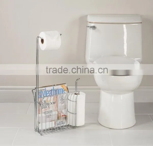 Chrome Steel Paper Towel Holder With Magazine Rack photo-2