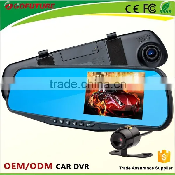 2016 Latest 4.3" FHD 720p 120 Degree Car Rearview Mirror Camera Dual Lens With Parking Camera