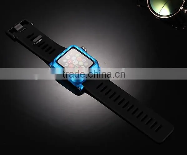 2016 Hot New Products for Apple Watch Silicone Band Wristband Strap With Aluminum Metal Case Cover photo-2