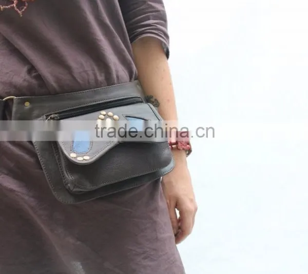 Women Wide Waist Band Leather Pouch Leather Utility Belts With Pockets photo-5