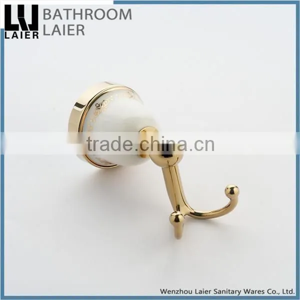 Direct Marketing Printing Lines Factory Zinc Alloy Gold Finishing Bathroom Accessories Wall Mounted Robe Hook photo-4