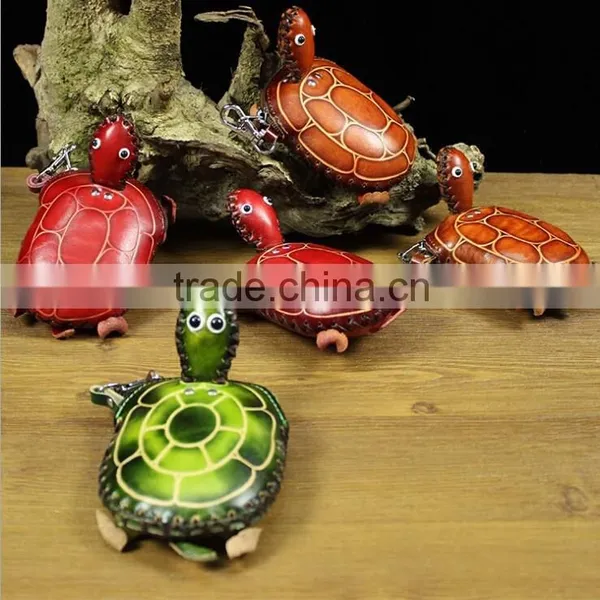 Mini Women Craft Genuine Leather Ladies Animal Shape Coin Purse / Handmade Change Purse