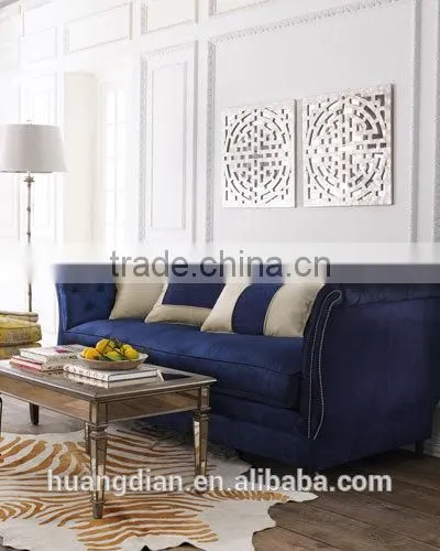 Cheap Price Baroque Style Dark Purple Color 3 Seater Wooden Chesterfield Sofa for Living Room Used photo-2