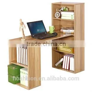 DIY simple wooden horse like computer desk with book shelf