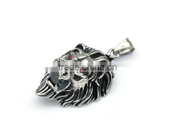 2016 Cheap Animal Crystal Mens Jewelry Silver Stainless Steel Lion Pendant Charm Necklace photo-3