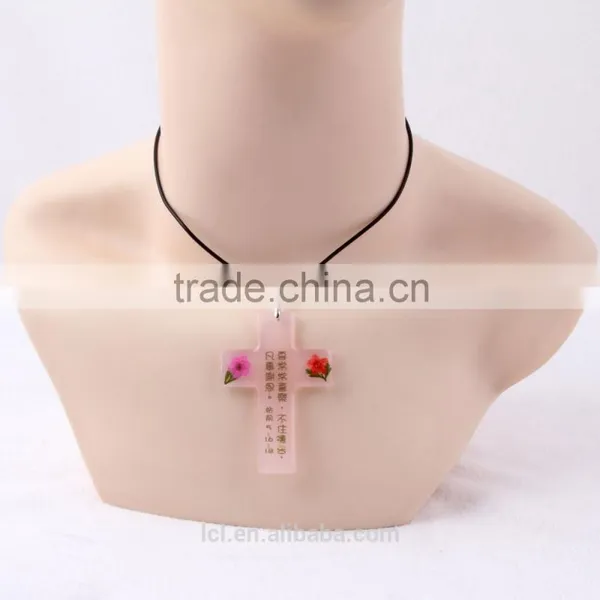 New Arrival Fashion Jewelry Lucky Cross Handmade Girl Believe God Religious Necklace Plastic Cross With God Bless Necklace photo-3