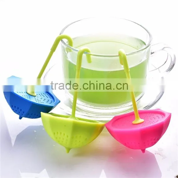 Mini Umbrella Shape Silicone Tea Strainer With Lid photo-5