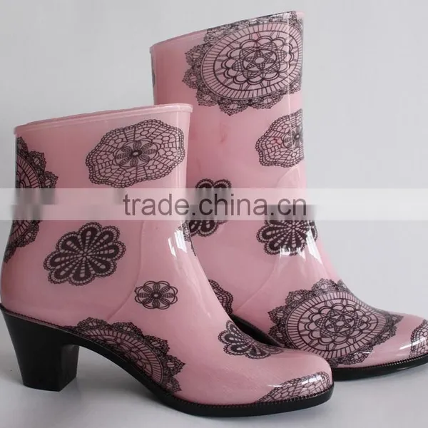 Beauty High Heel Rain Boot Pvc Rain Shoes for Women photo-2