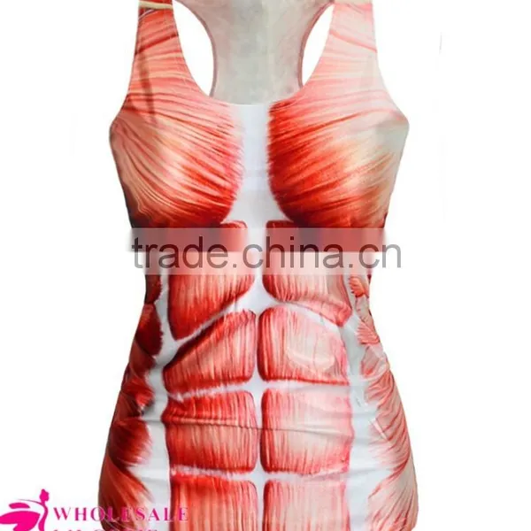 Sexy Women Stringer Tank Top With Muscle Printed 2015 Newest