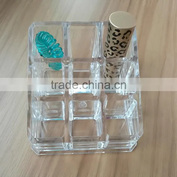 Wholesale Innovative Household Beautful Square Clear Cosmetic Acrylic Makeup Organizer With 9 Grids for Store Jewelry Cosmetic photo-2