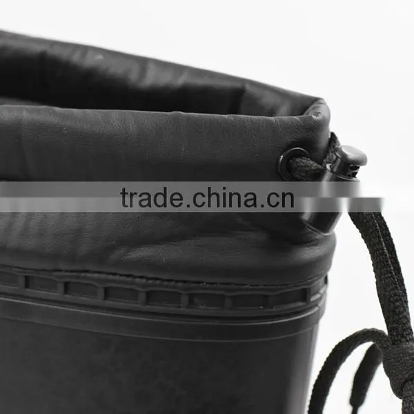 Black Cold-Resistant Winter Work Rain Boots With Fur Lining photo-6