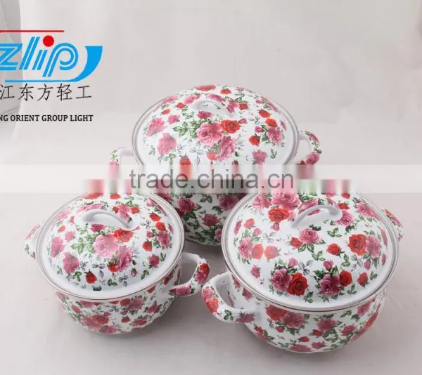 3 PCS ENAMEL CASSEROLE FULL OF FLOWER photo-4