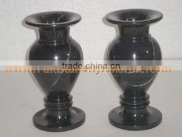NATURAL JET BLACK MARBLE FLOWER VASES photo-2