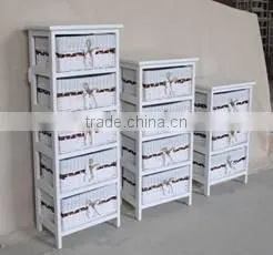 Шкаф из дерева с ящиками из ткани / Комод для гостиной photo-5