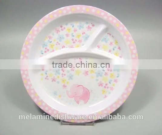 3 Sectional Melamine Kids Children Dinner Plate/melamine Divided Kids Plate photo-2