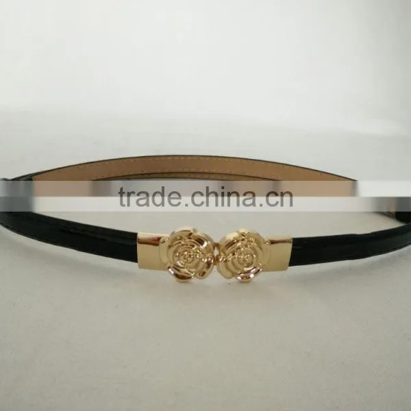 Wholesale Colourful Flower Pattern Buckle Sex Women Lady Thin PU Waist Belt photo-5
