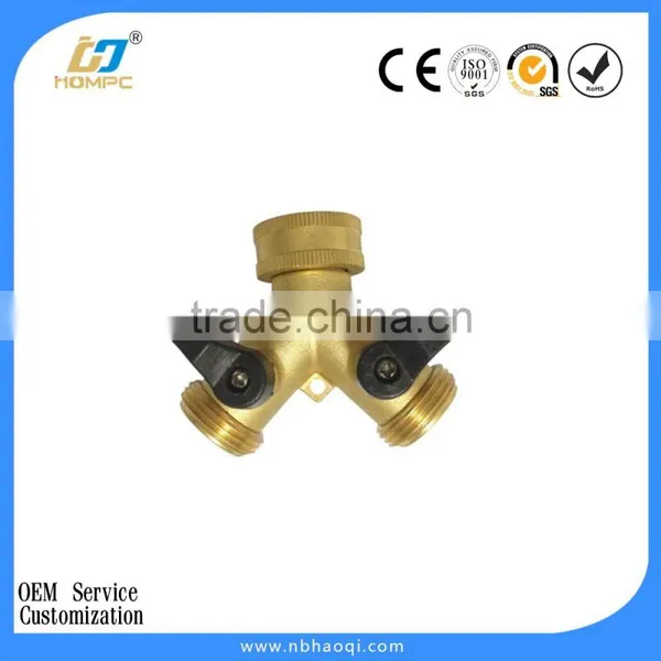 Short Brass 3-ways Y Shape Hose Connector photo-2