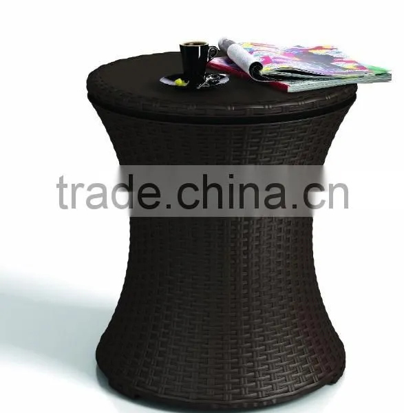 Patio Garden Adjustable Rattan Brown Pool Cooler Table photo-3