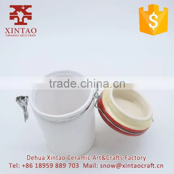 Ceramic Creative Lovely Red Container Cookie Jar With Lid photo-2