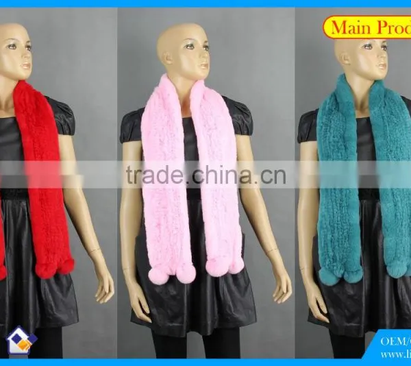High Quality Knitted Rex-Rabbit Scarf, Real Fur,soft photo-2