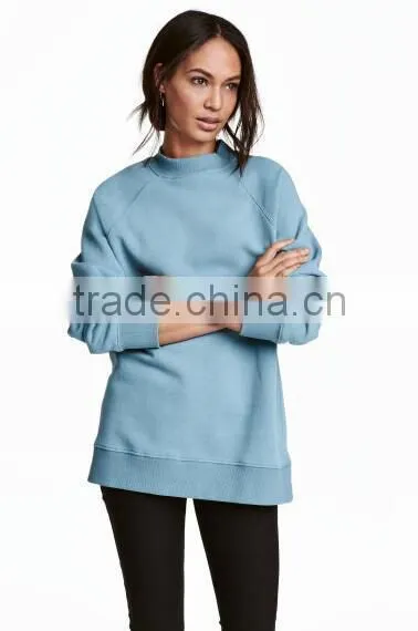 Custom Clothing Cheap Plain Blank Blue Womens Oversized No Hooded Sweatshirt Pullover No Brand Name Hoodies photo-2