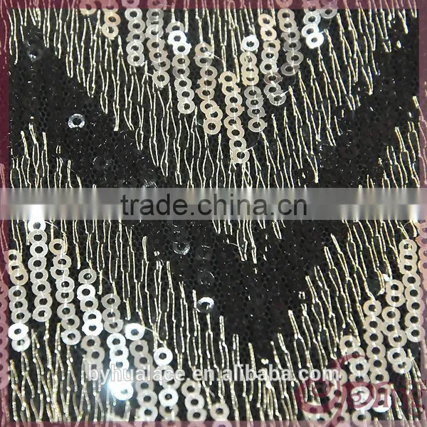 New Arrival V-shape Design Wholesale Cheap Sequin Lace Fabric for Party Dress photo-5