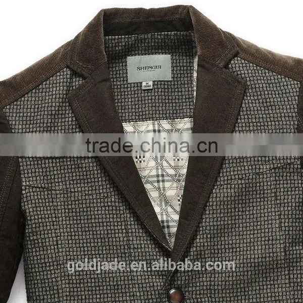 2016 New Design Slim Fit Blazer for Man Grid Business Suit 100% Wool Spring / Autumn Clothes photo-6