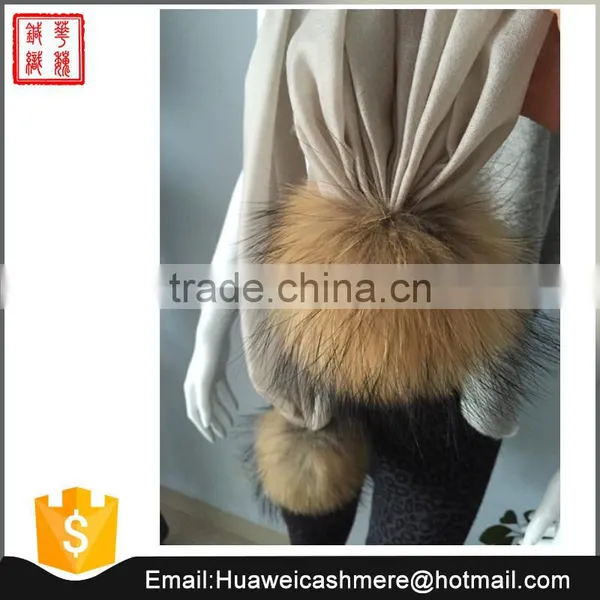 Thin Cashmere Scarf With Pompom photo-2