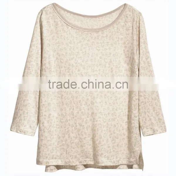 Hot Sell Lovely Boat Neck 3/4 Sleeve Custom Print t Shirts Manufacturers in China photo-2