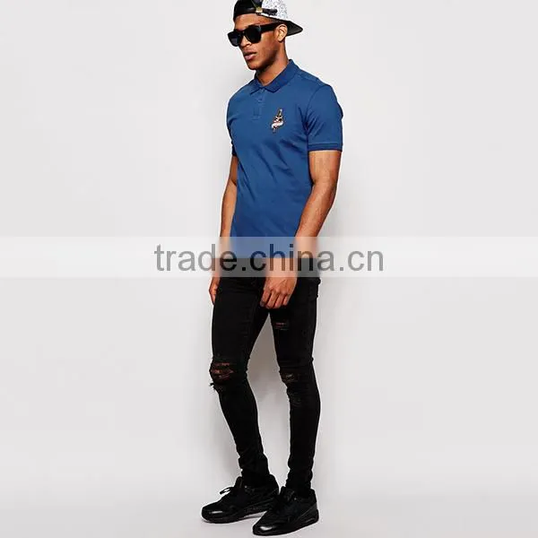 Navy Blue Embroidery Logo Custom Polo Shirt PS0111A photo-3