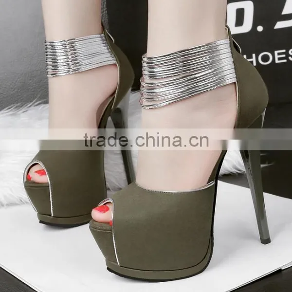 Zm50268b Fashion Waterproof Shoes Ladies High Heels 8cm High Heel Suede Women Sandal photo-3